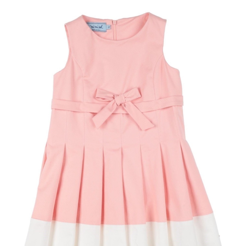MIMISOL Pink and White Sleeveless Kids Dress